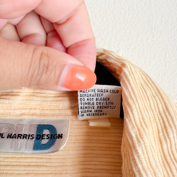 Vintage Paul Harris Design Butter Yellow Corduroy Button Up Top - Small - Picture 4 of 6